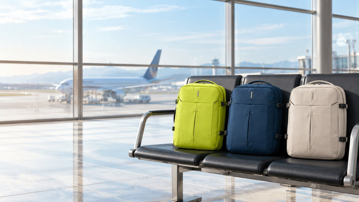Mochilas de cabina Roncato en verde lima, azul marino y beige