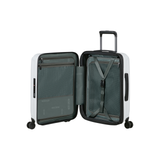 Maleta de cabina Samsonite 2Wander Metallic Stone abierta – interior con panel de compresión